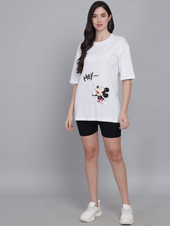 Women's Pure Cotton Casual Oversized Printed Loose T Shirt