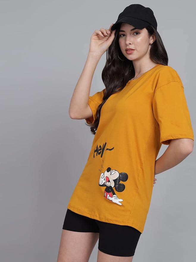 Women's Pure Cotton Casual Oversized Printed Loose T Shirt