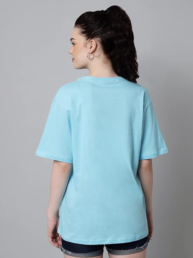 Women's Pure Cotton Casual Oversized Round Neck Drop Shoulder Tshirt
