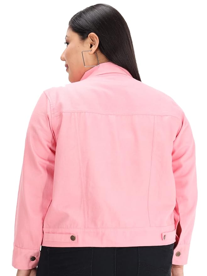 Cotton Blend Standard Length Full Sleeve Solid Women Casual Jacket