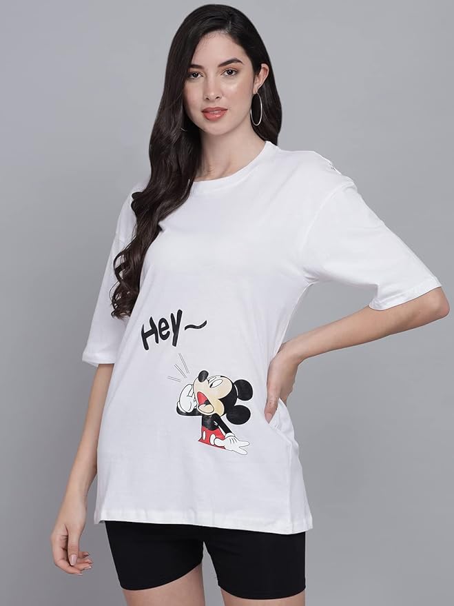 Women's Pure Cotton Casual Oversized Printed Loose T Shirt
