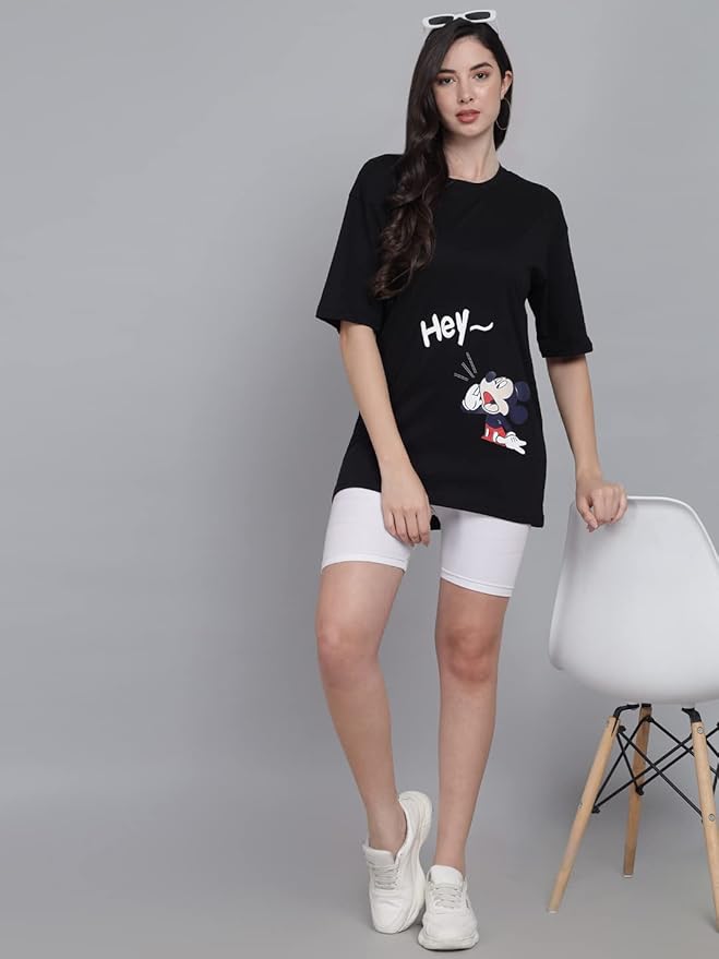 Women's Pure Cotton Casual Oversized Printed Loose T Shirt