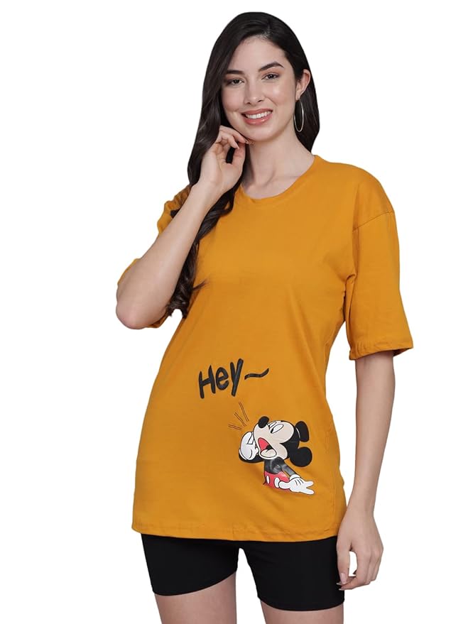 Women's Pure Cotton Casual Oversized Printed Loose T Shirt