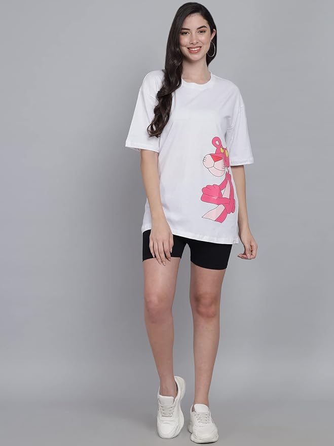 Women's Pure Cotton Casual Oversized Printed Loose T Shirt
