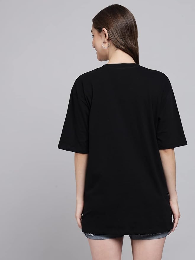 Women's Pure Cotton Casual Oversized Round Neck Drop Shoulder Tshirt