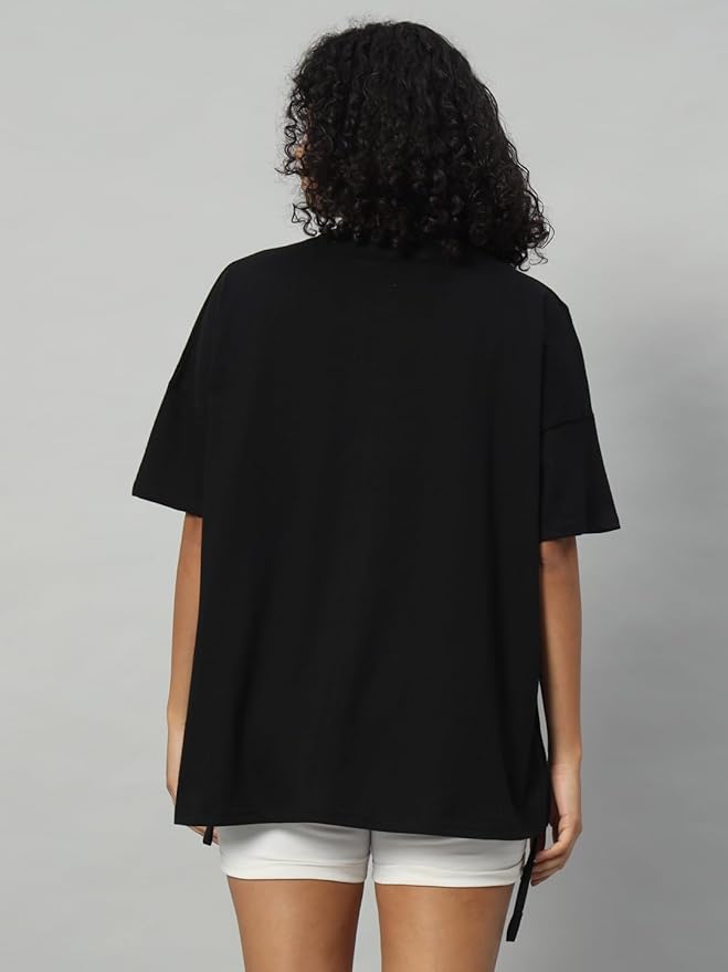 Women's Pure Cotton Casual Printed Oversized Round Neck Tshirt