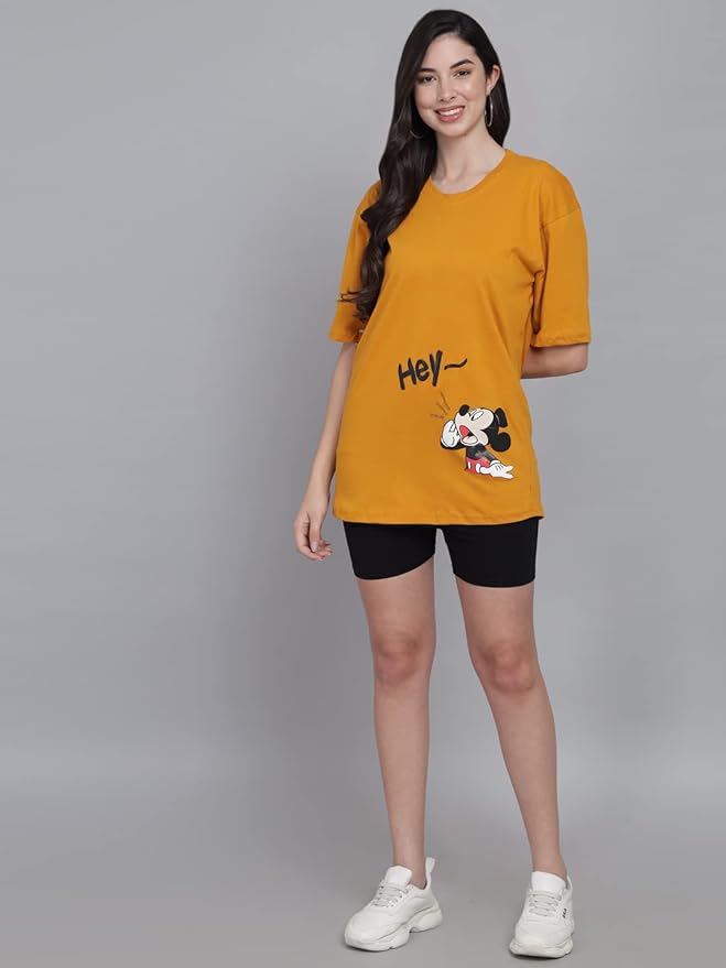 Women's Pure Cotton Casual Oversized Printed Loose T Shirt