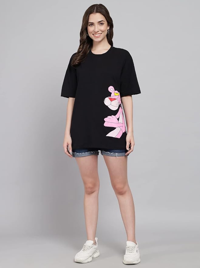Women's Pure Cotton Casual Oversized Printed Loose T Shirt