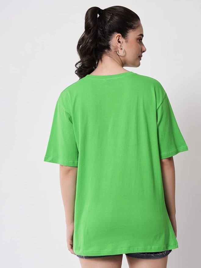 Women's Pure Cotton Casual Oversized Round Neck Drop Shoulder Tshirt