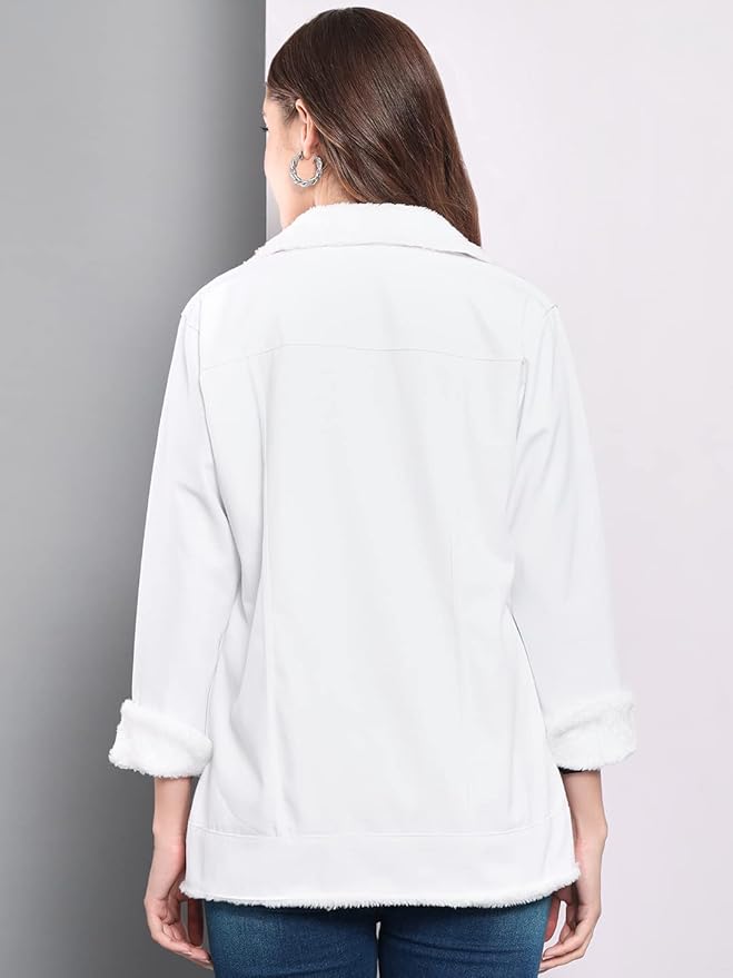 Women Cotton Blend Full Sleeve Solid Long Knee Length Jacket