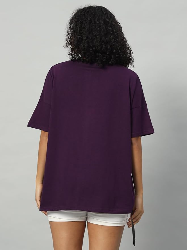 Women's Pure Cotton Casual Printed Oversized Round Neck Tshirt