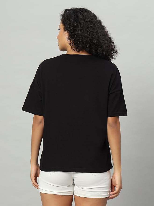 Women's Pure Cotton Casual Printed Oversized Round Neck Tshirt