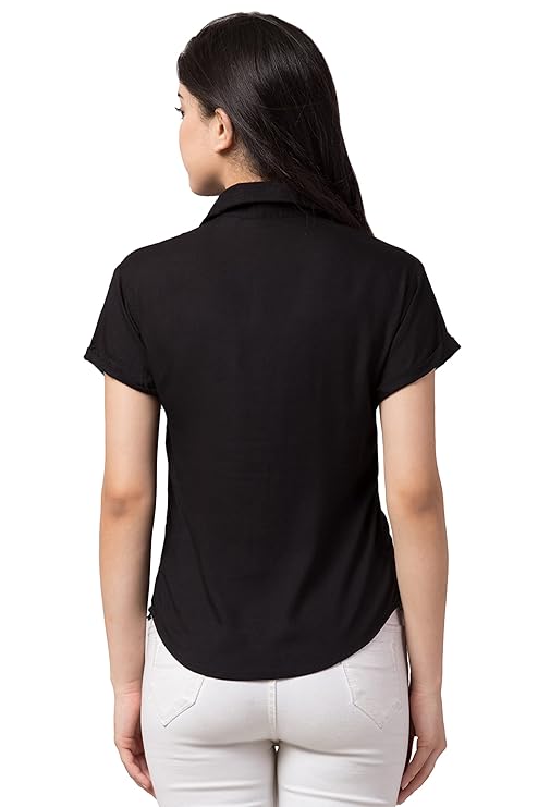 Women Regular Fit Solid Casual Half Sleeves Shirt
