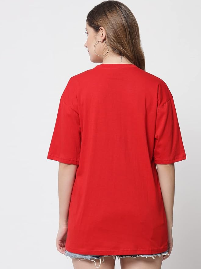 Women's Pure Cotton Casual Oversized Printed Loose T Shirt
