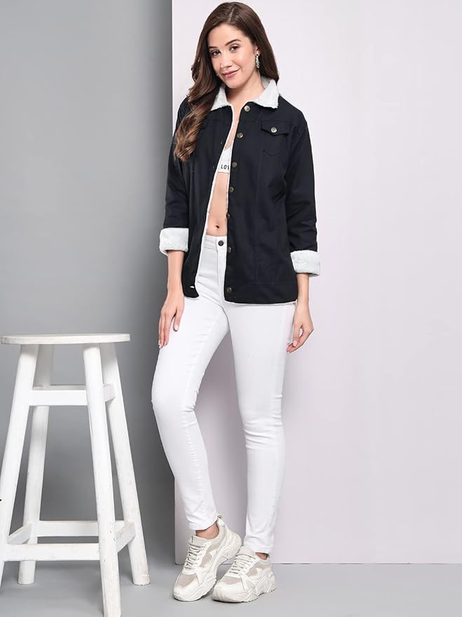 Women Cotton Blend Full Sleeve Solid Long Knee Length Jacket