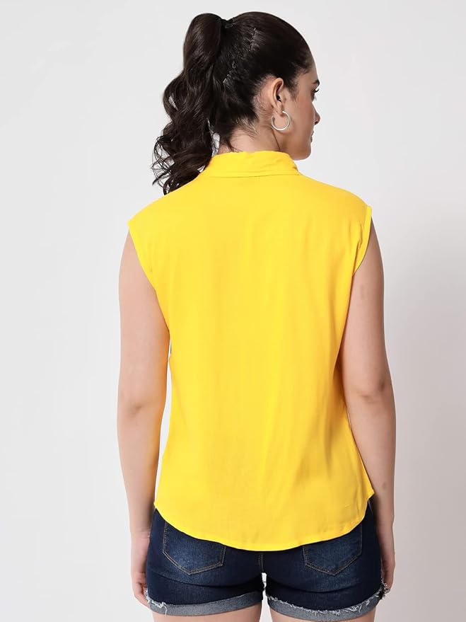 Women Regular Fit Solid Casual Sleevesless Shirt