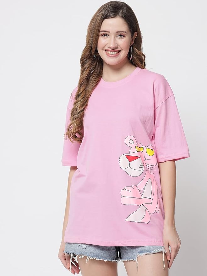 Women's Pure Cotton Casual Oversized Printed Loose T Shirt