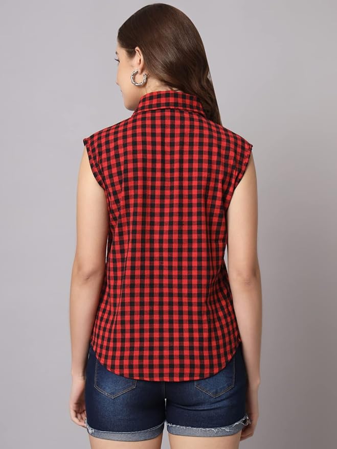 Women Regular Fit Solid Formal/Casual Sleevesless Shirt