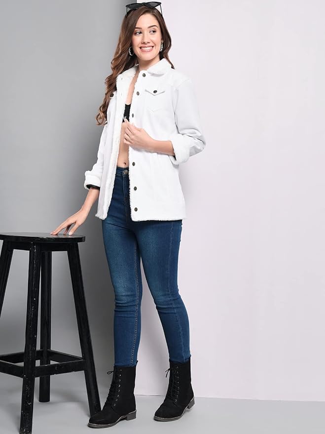 Women Cotton Blend Full Sleeve Solid Long Knee Length Jacket