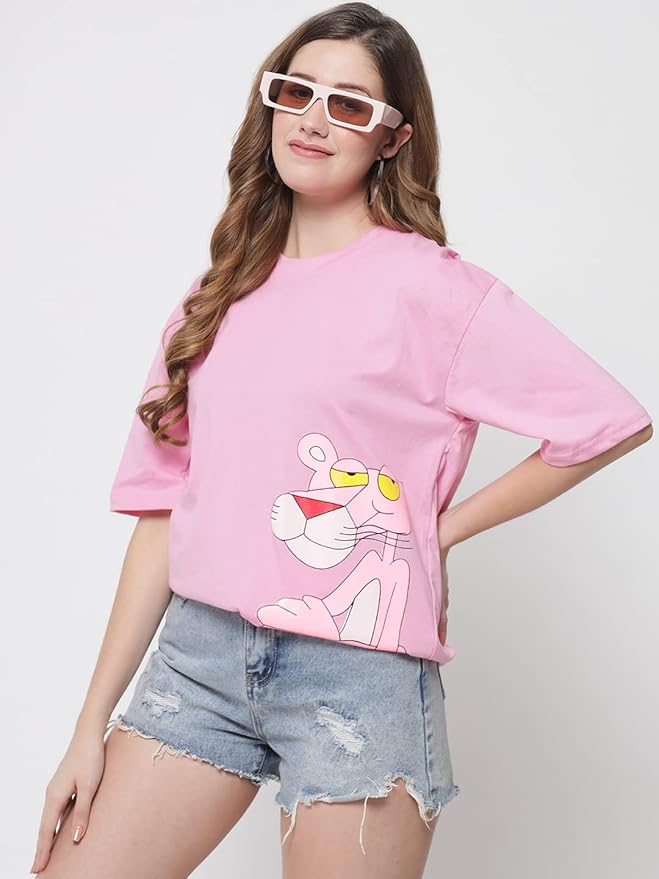 Women's Pure Cotton Casual Oversized Printed Loose T Shirt