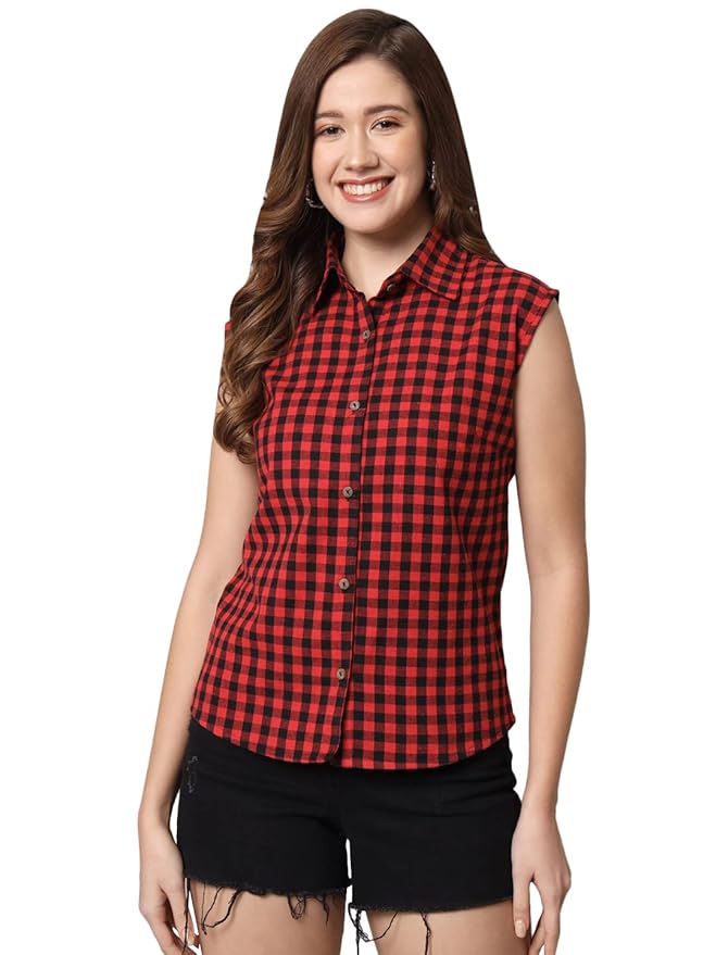Women Regular Fit Solid Formal/Casual Sleevesless Shirt