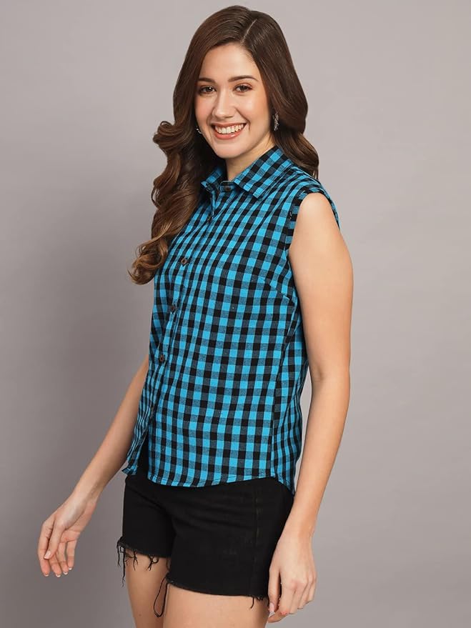 Women Regular Fit Solid Formal/Casual Sleevesless Shirt