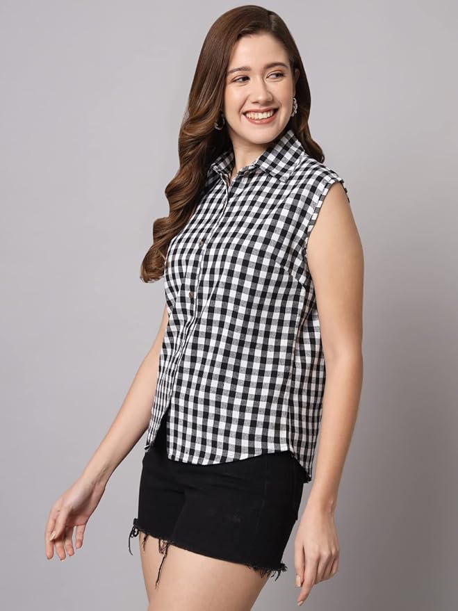 Women Regular Fit Solid Formal/Casual Sleevesless Shirt
