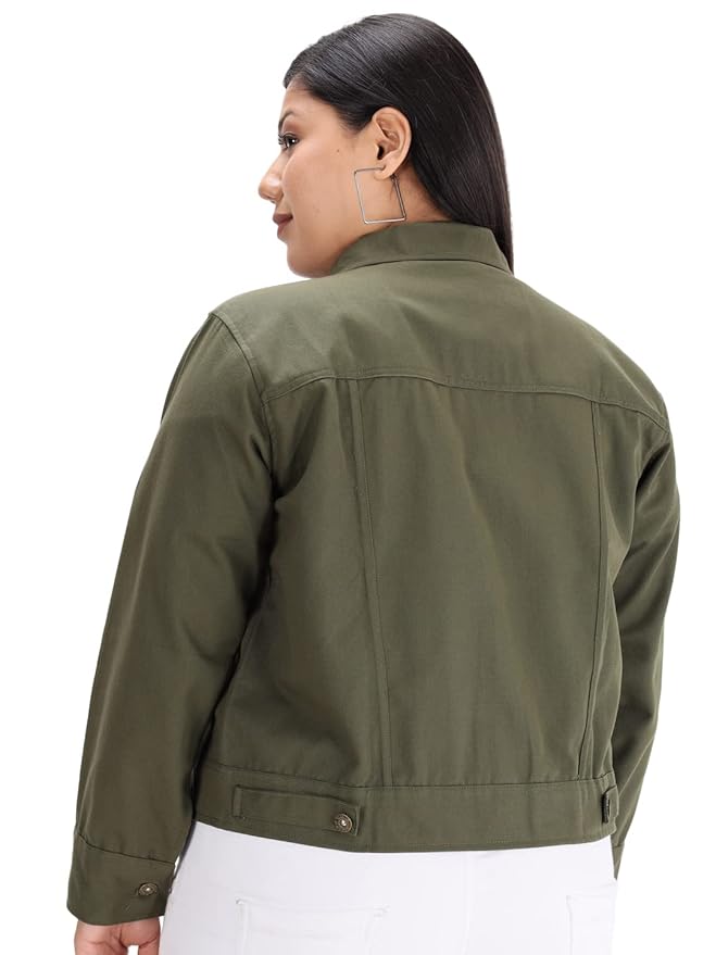 Cotton Blend Standard Length Full Sleeve Solid Women Casual Jacket