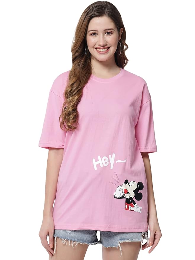 Women's Pure Cotton Casual Oversized Printed Loose T Shirt