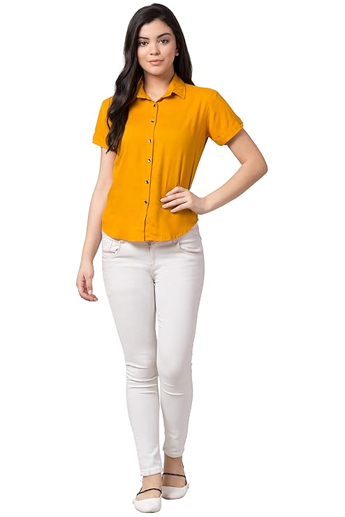 Women Regular Fit Solid Casual Half Sleeves Shirt