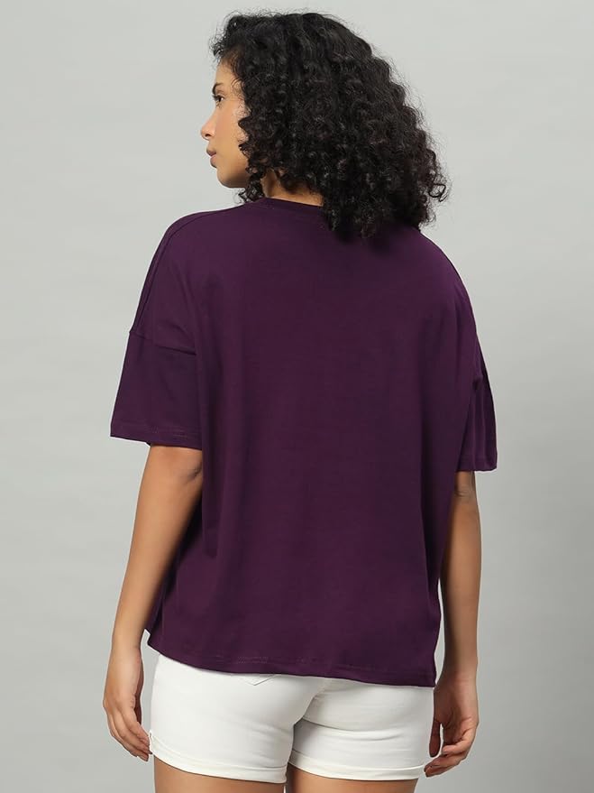 Women's Pure Cotton Casual Printed Oversized Round Neck Tshirt