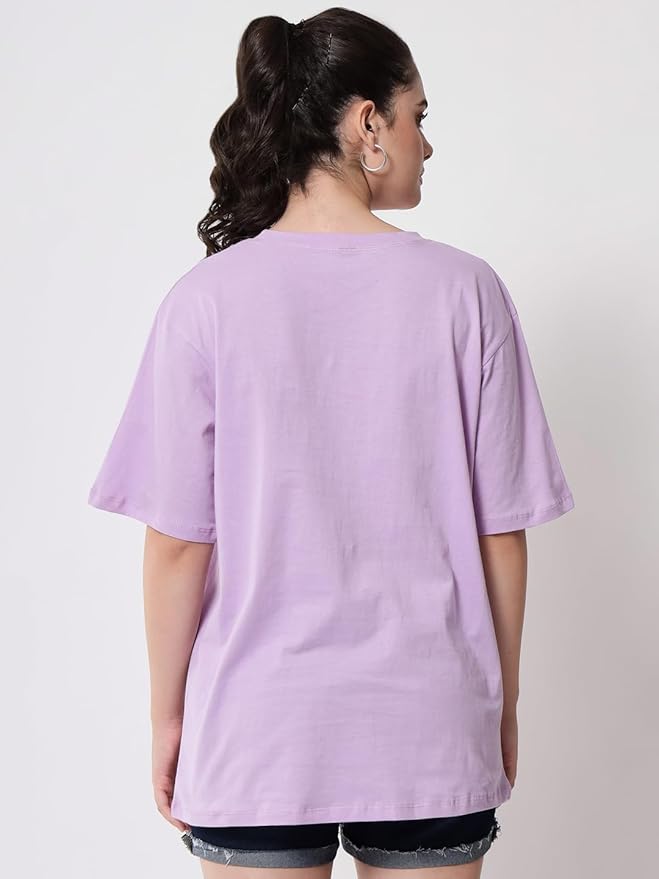 Women's Pure Cotton Casual Oversized Round Neck Drop Shoulder Tshirt