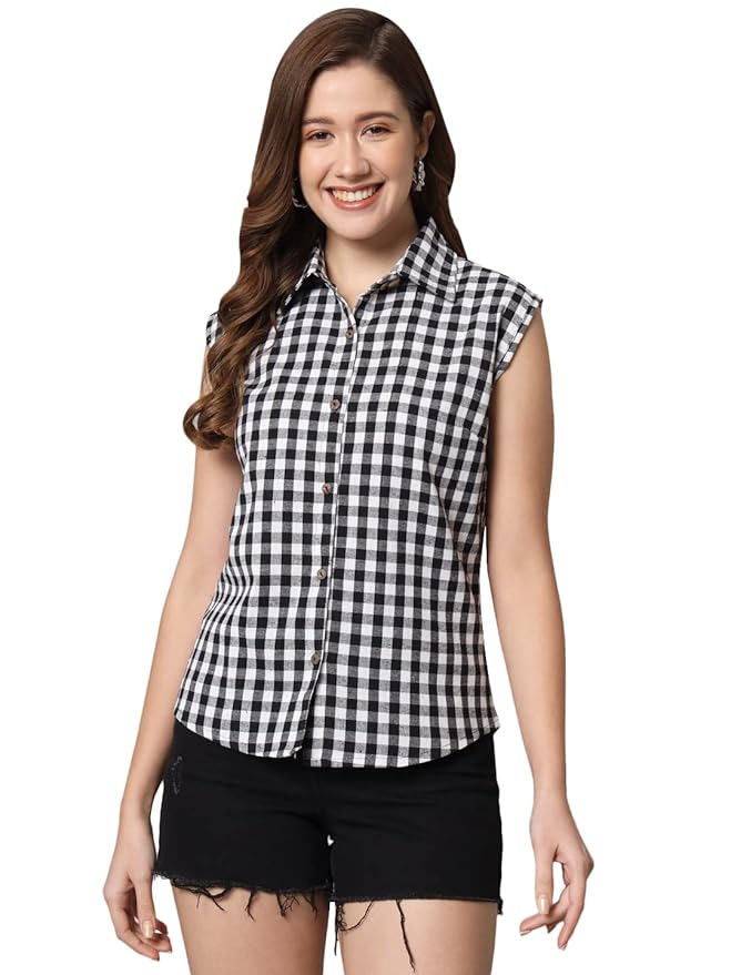 Women Regular Fit Solid Formal/Casual Sleevesless Shirt