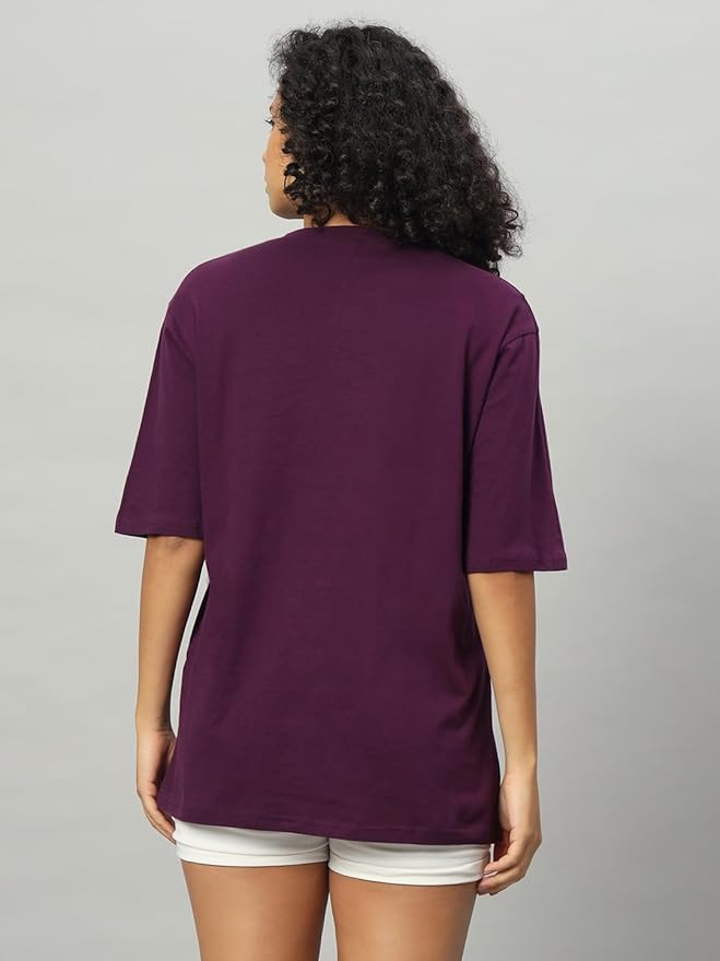 Women's Pure Cotton Casual Printed Oversized Round Neck Tshirt