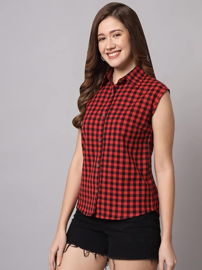 Women Regular Fit Solid Formal/Casual Sleevesless Shirt
