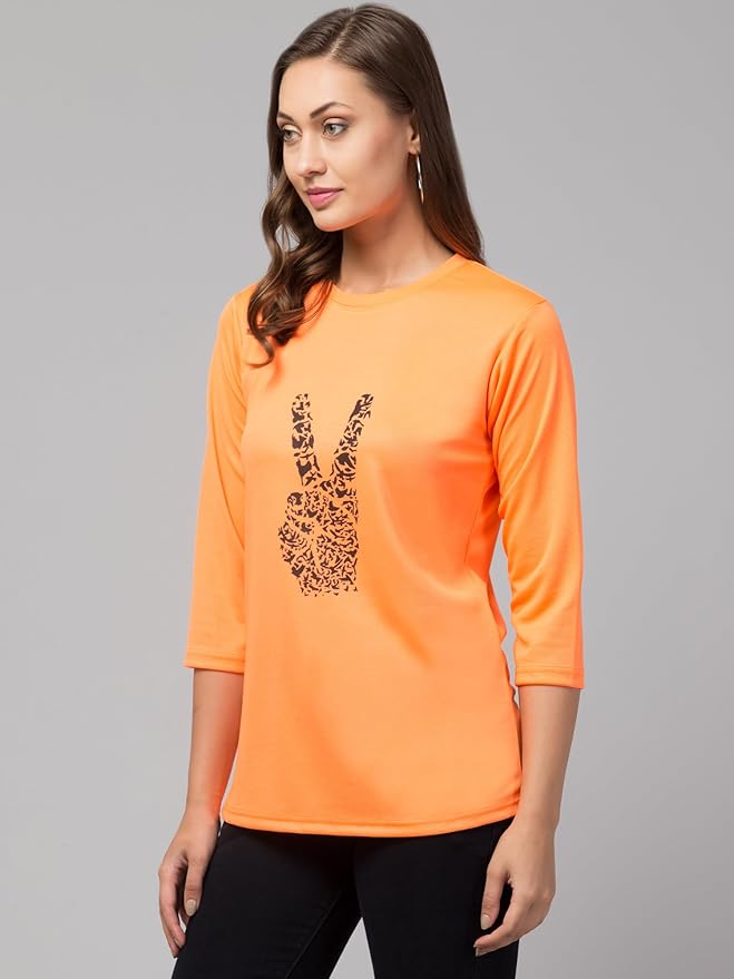 Women's Regular Fit Printed Round Neck T-Shirt