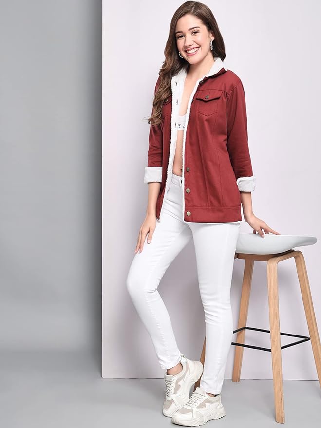 Women Cotton Blend Full Sleeve Solid Long Knee Length Jacket