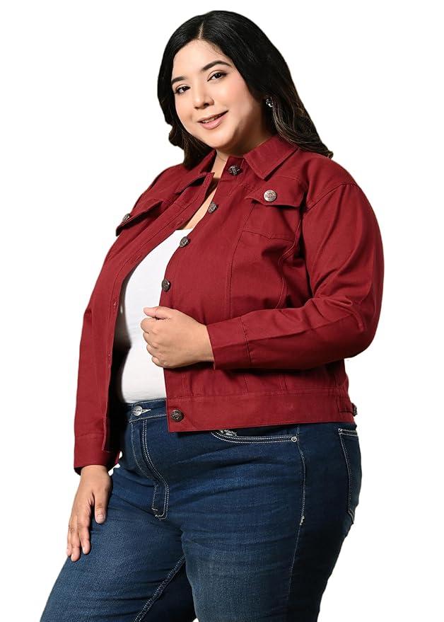 Cotton Blend Standard Length Full Sleeve Solid Women Casual Jacket