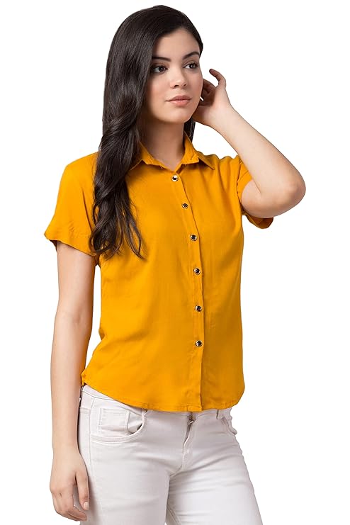 Women Regular Fit Solid Casual Half Sleeves Shirt