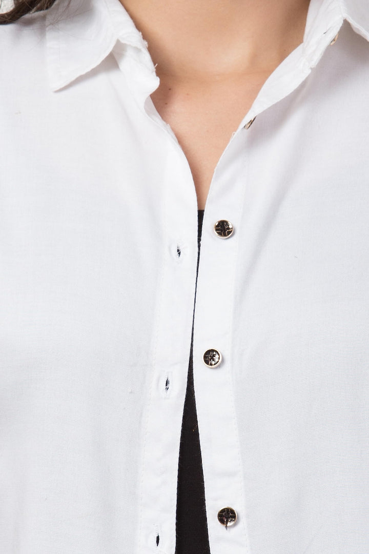 Women Regular Fit Solid Casual Half Sleeves Shirt