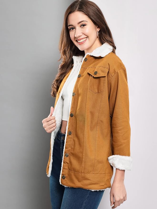 Women Cotton Blend Full Sleeve Solid Long Knee Length Jacket