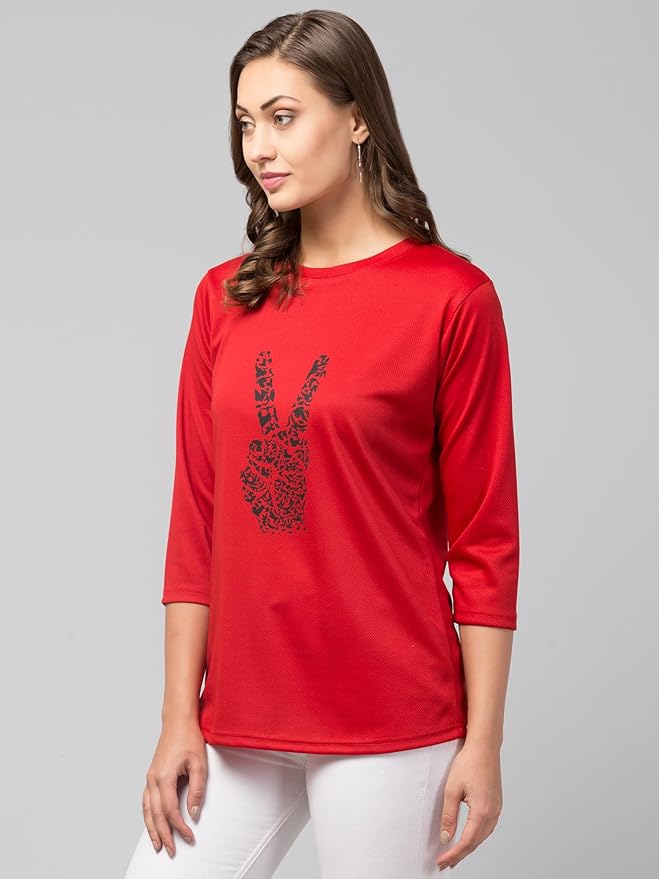 Women's Regular Fit Printed Round Neck T-Shirt