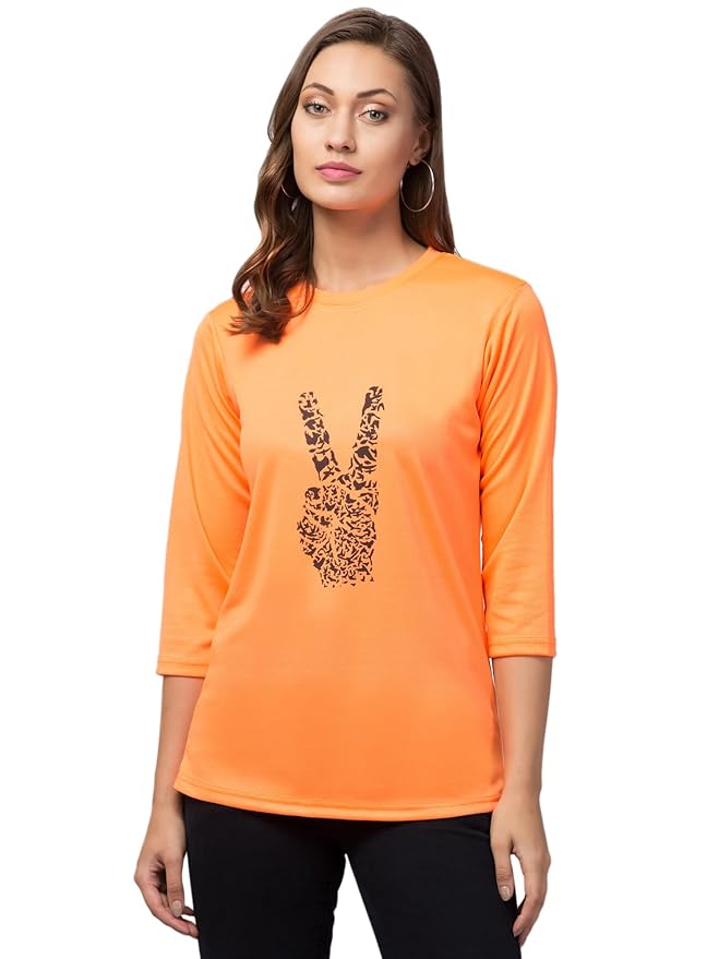 Women's Regular Fit Printed Round Neck T-Shirt