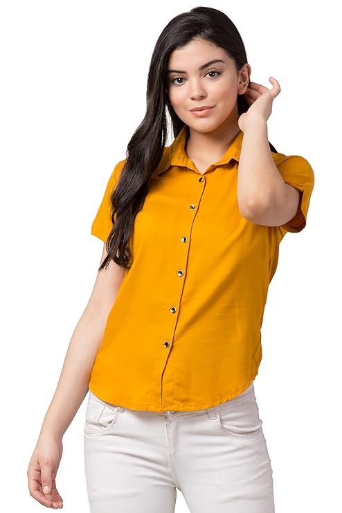 Women Regular Fit Solid Casual Half Sleeves Shirt