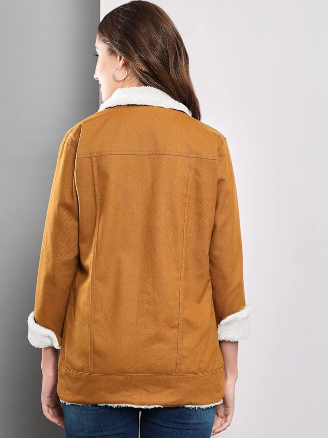 Women Cotton Blend Full Sleeve Solid Long Knee Length Jacket