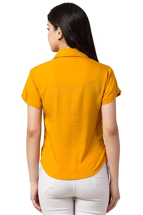 Women Regular Fit Solid Casual Half Sleeves Shirt