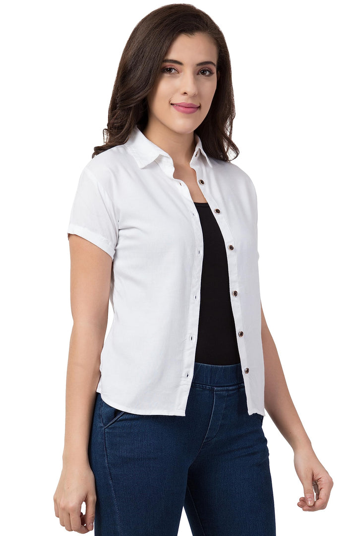 Women Regular Fit Solid Casual Half Sleeves Shirt