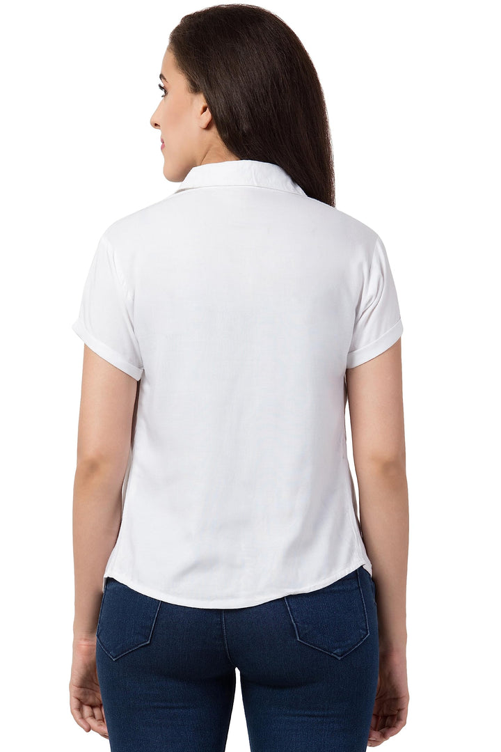 Women Regular Fit Solid Casual Half Sleeves Shirt