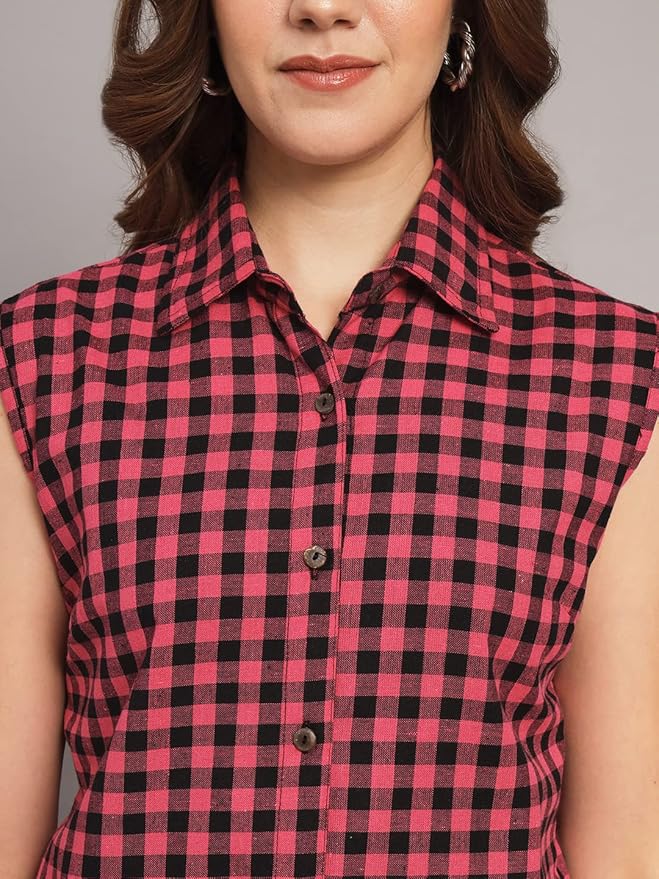 Women Regular Fit Solid Formal/Casual Sleevesless Shirt