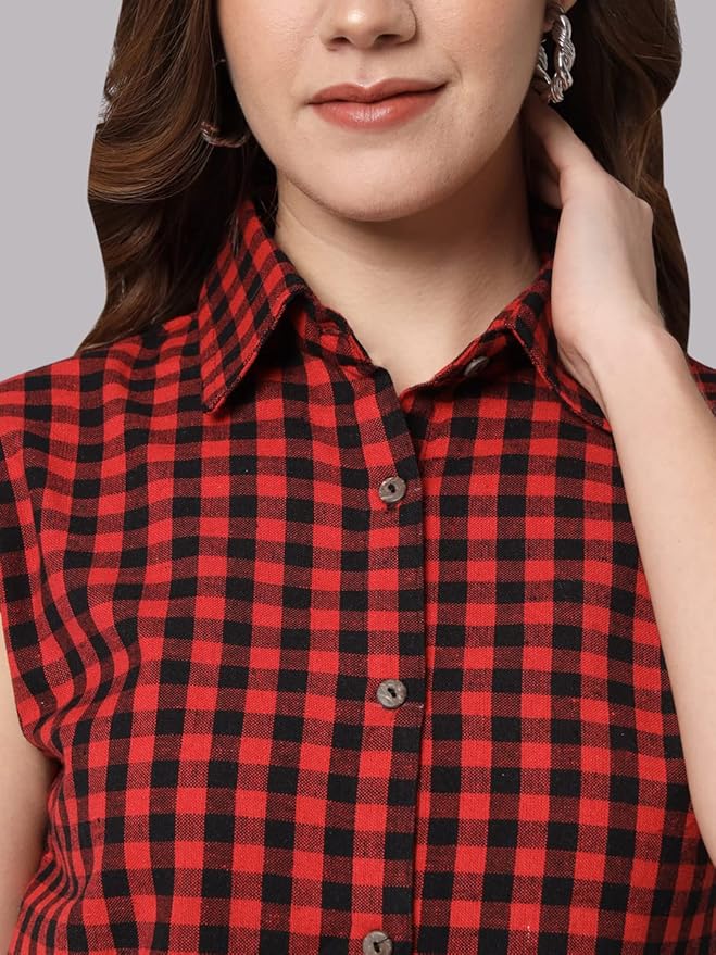 Women Regular Fit Solid Formal/Casual Sleevesless Shirt